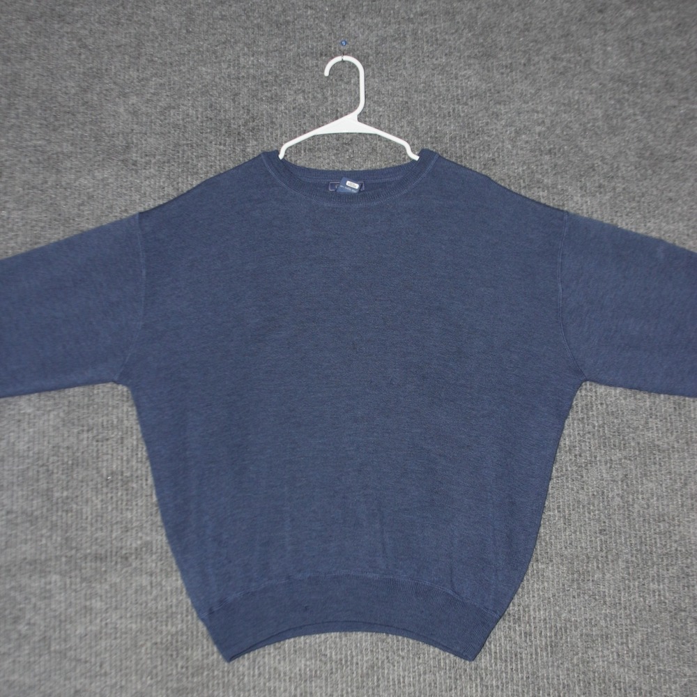 Faconnable‎ Sweater Mens L Navy Blue Wool Crew Neck Winter Layering Knit